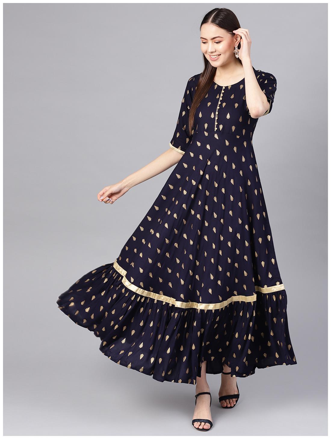 

GERUA Women Rayon Blue A-line Dress