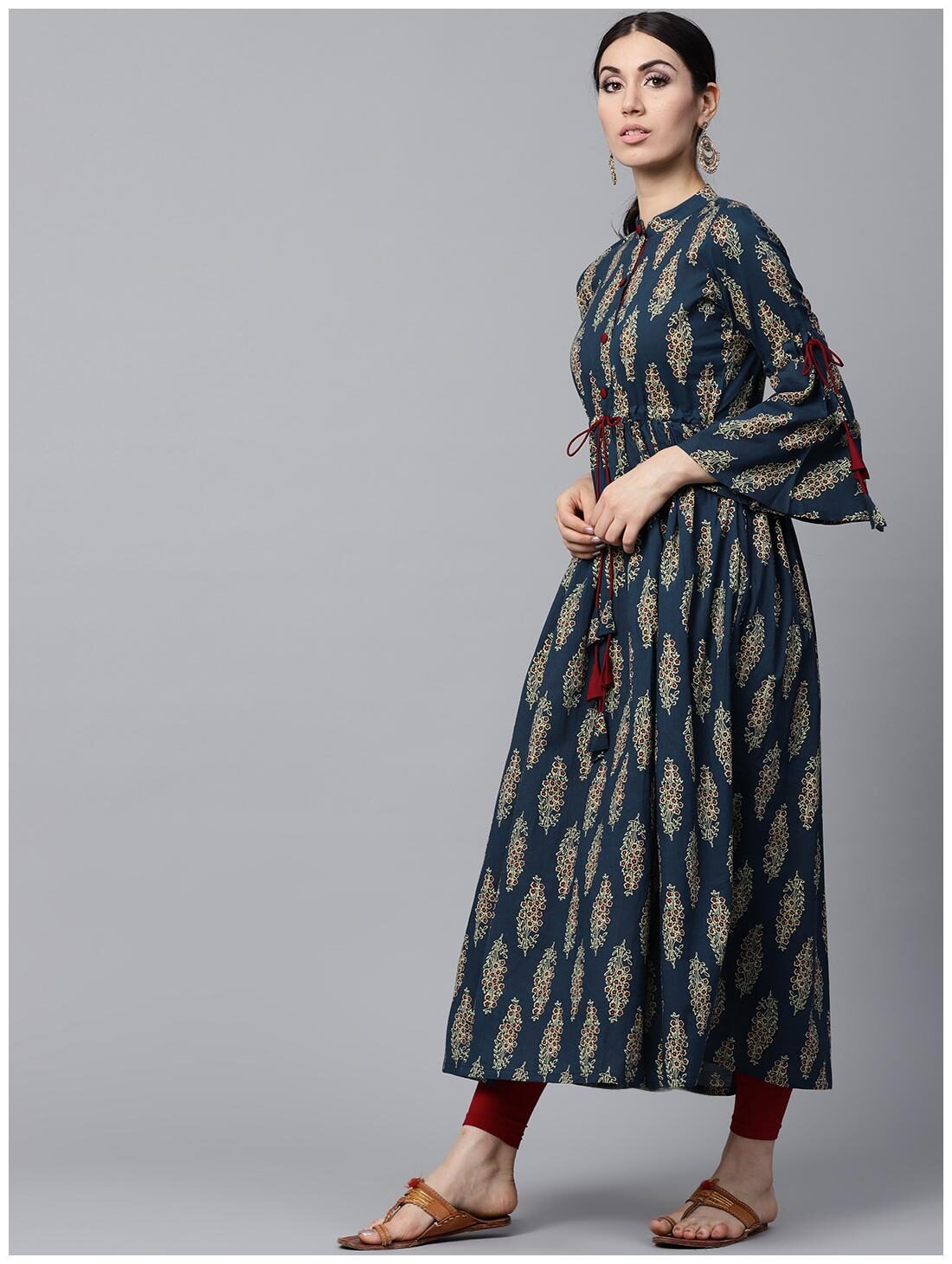 

GERUA Women Blue Floral Anarkali Kurta