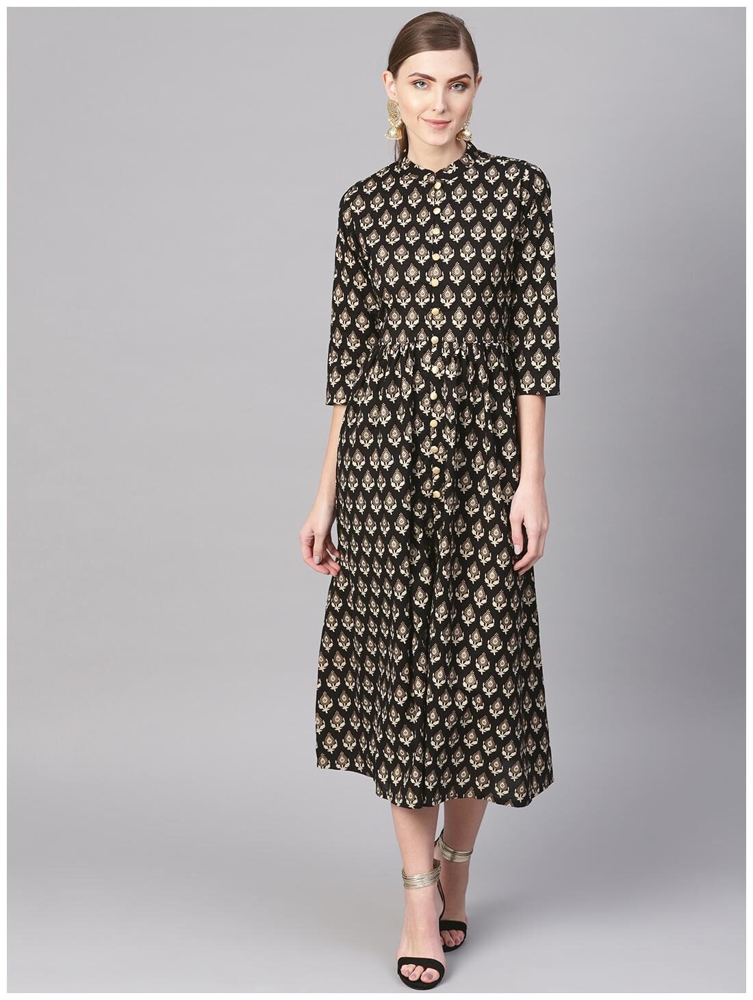 

GERUA Women Cotton Black A-line Dress