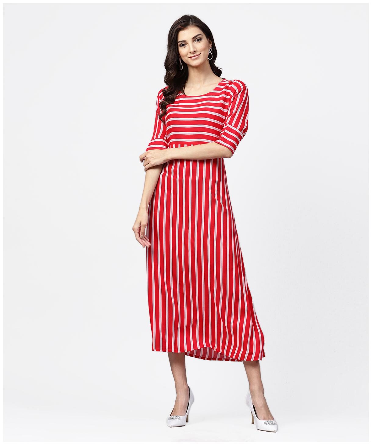 

GERUA Women Rayon A-Line Kurta -Red