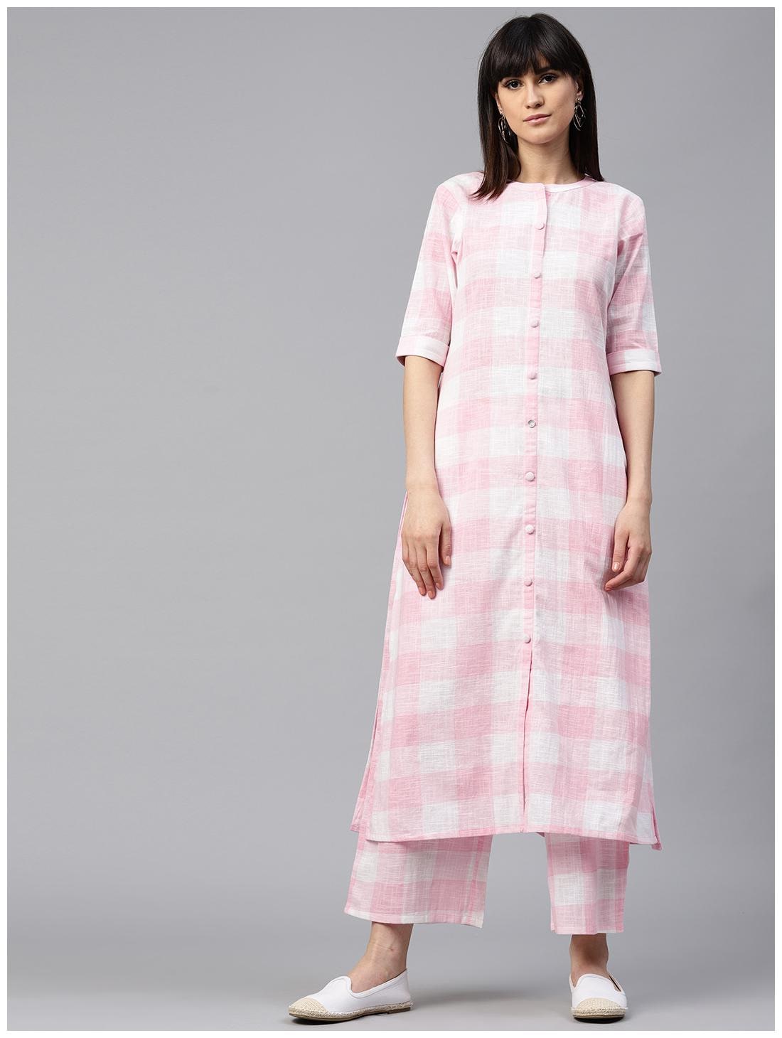 

GERUA Women Cotton Stitched Suits -Pink