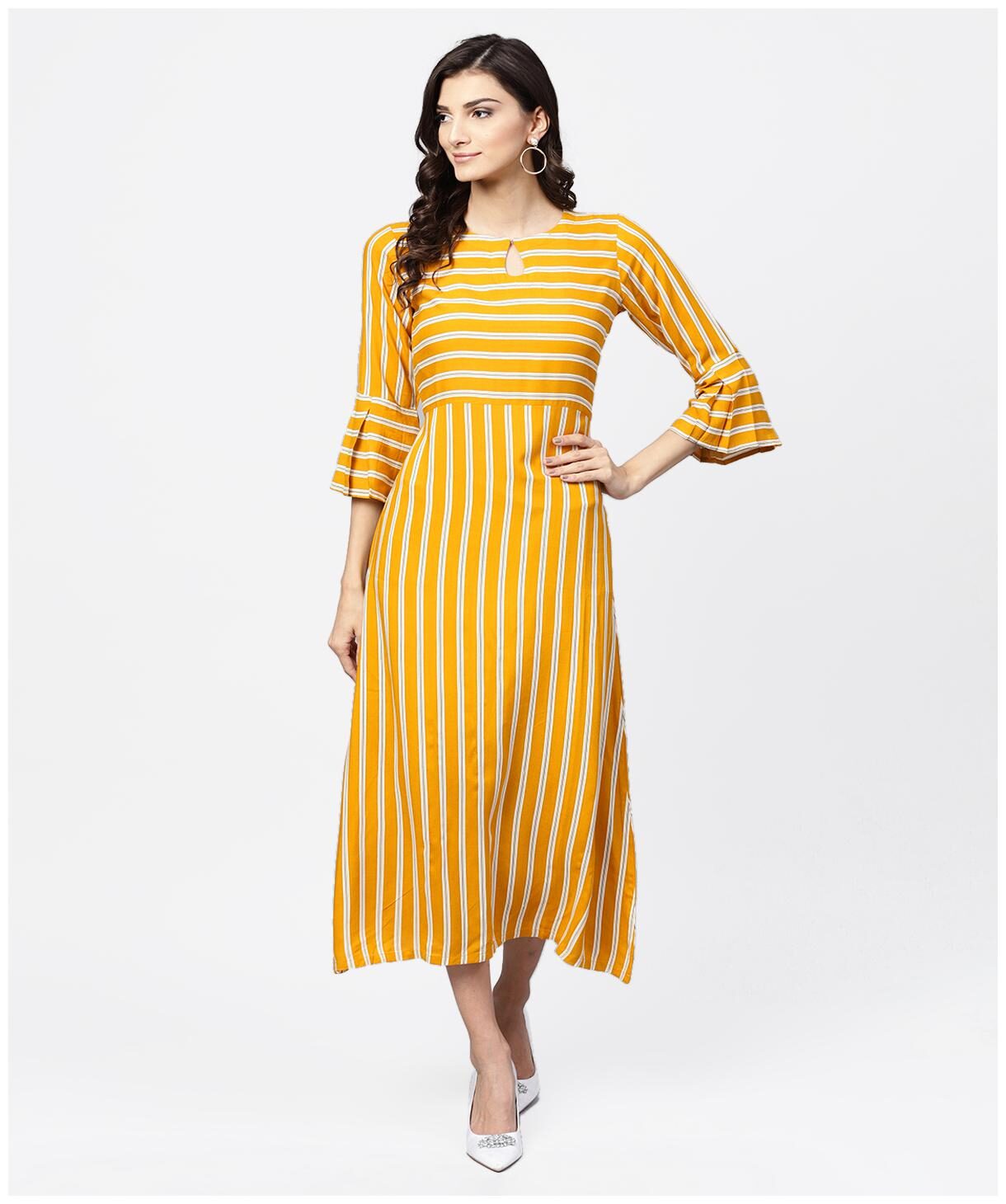

GERUA Women Rayon A-Line Kurta -Yellow