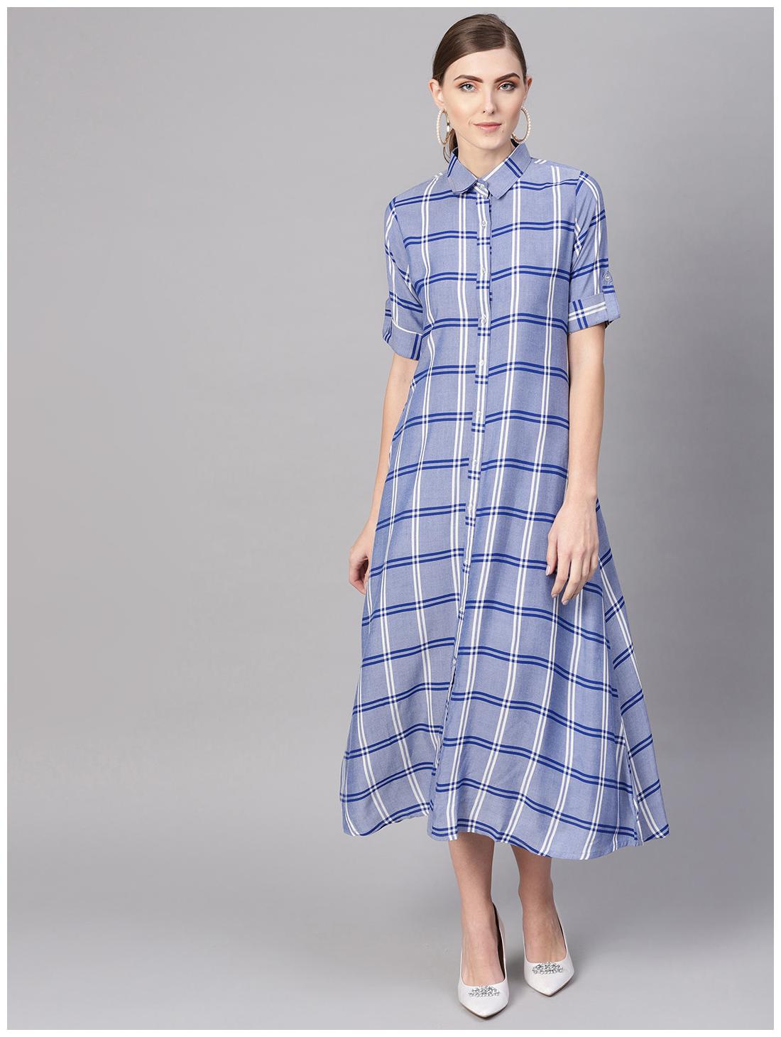 

GERUA Women Blue Printed Anarkali Kurta
