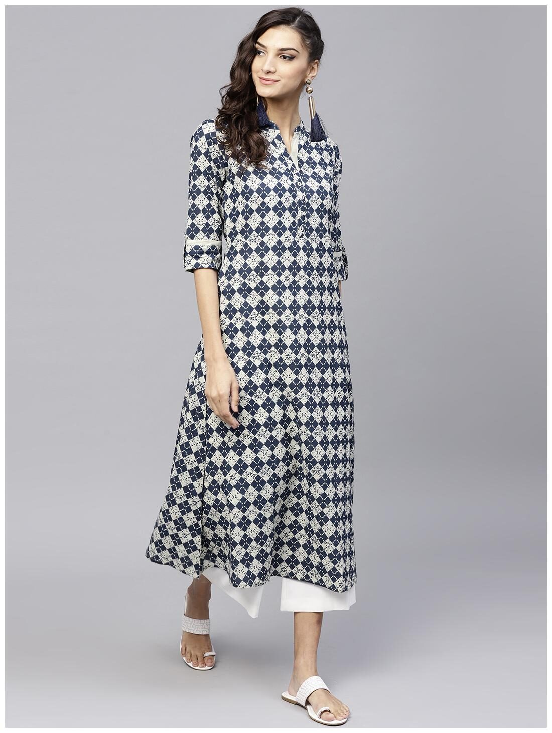 

GERUA Women Cotton A-Line Kurta -Blue