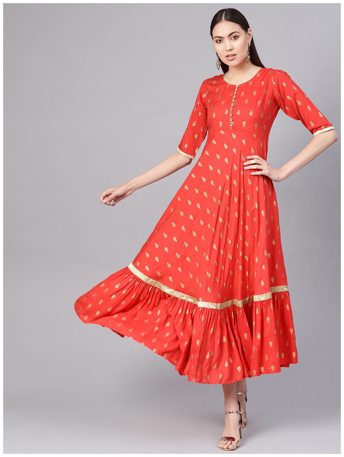 

GERUA Women Rayon Red A-line Dress