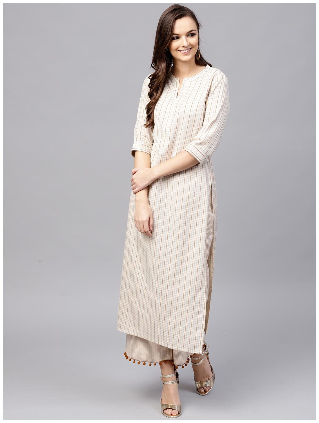 

GERUA Women Beige Printed Straight Kurta With Palazzo