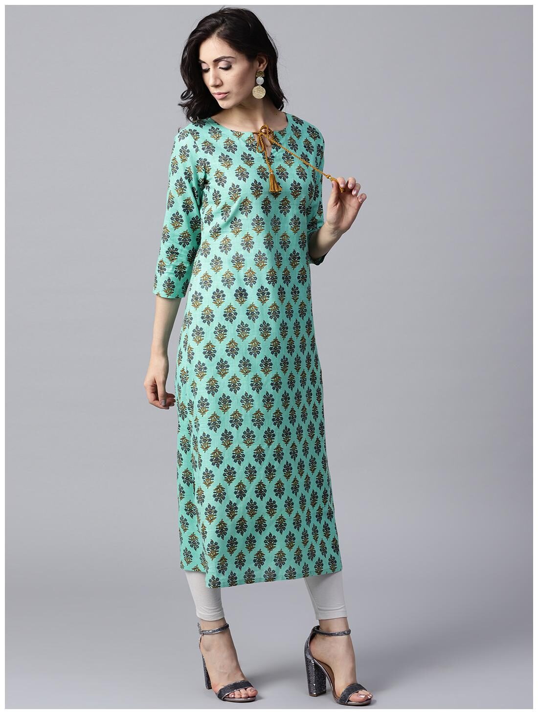 

GERUA Women Cotton A-Line Kurta -Green