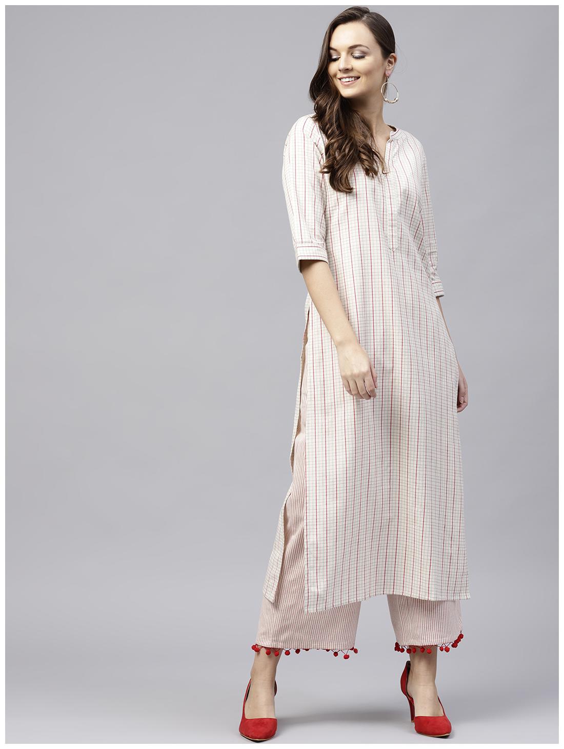 

GERUA Women Beige Printed Straight Kurta With Palazzo