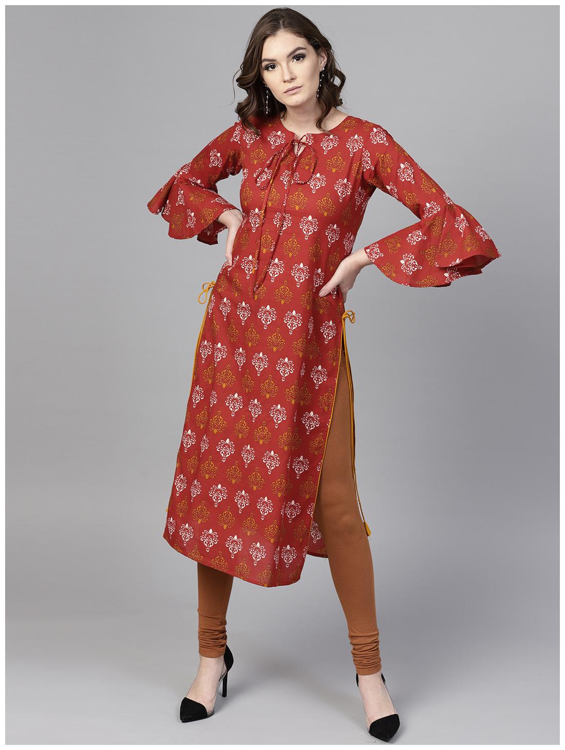

GERUA Women Red Floral Straight Kurta