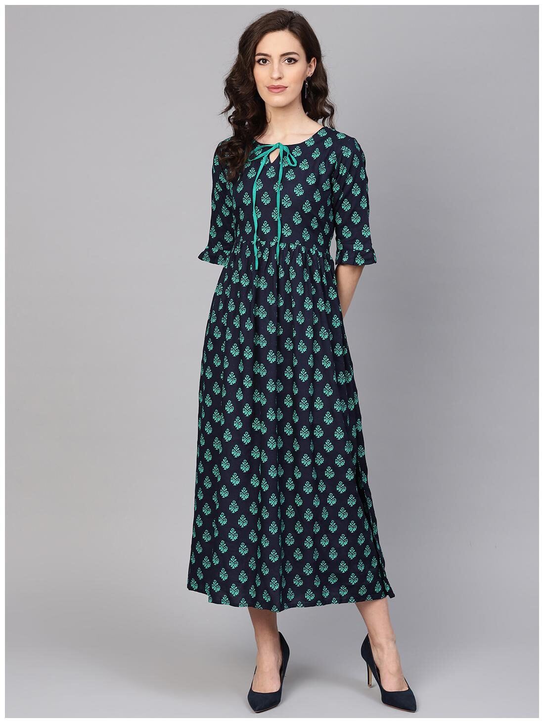 

GERUA Women Blue Floral Anarkali Kurta