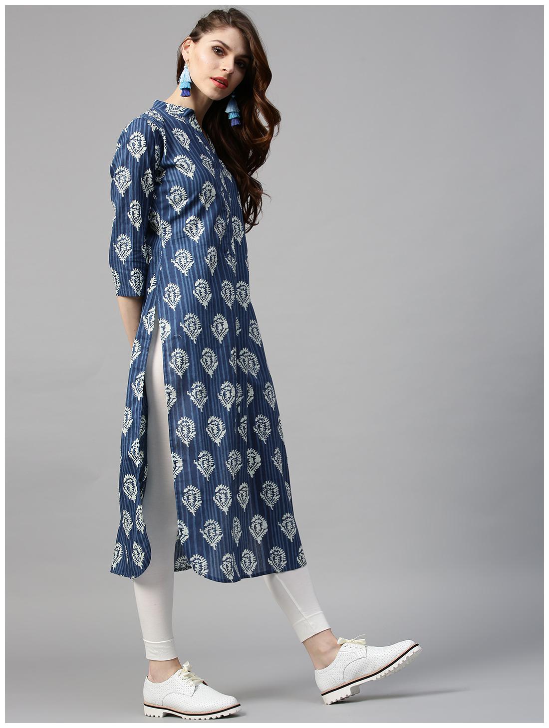 

GERUA Women Cotton Straight Kurta -Blue