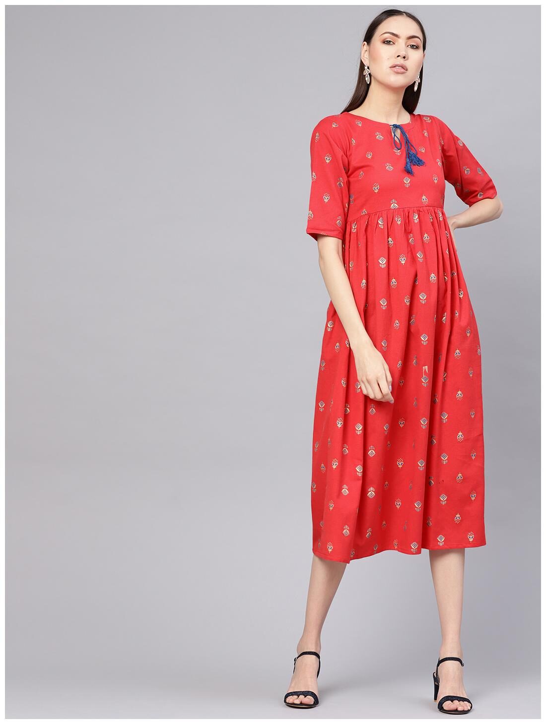 

GERUA Women Cotton Pink A-line Dress