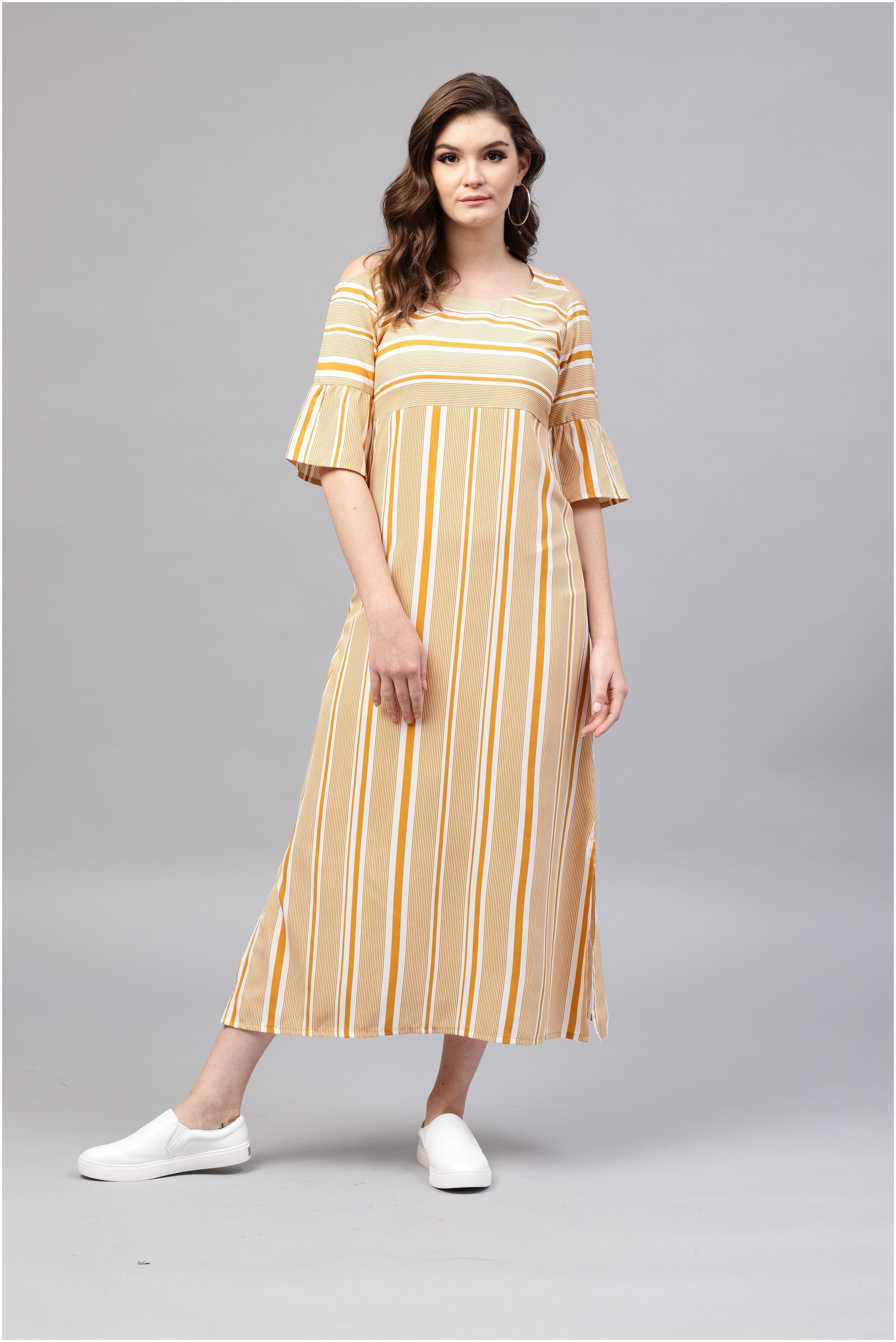 

GERUA Women Polyester A-Line Kurta -Beige