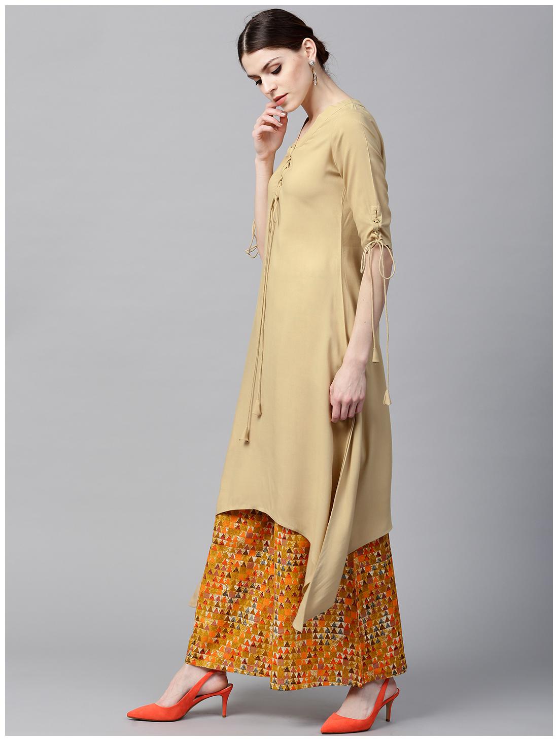 

GERUA Women Rayon Stitched Suits -Beige