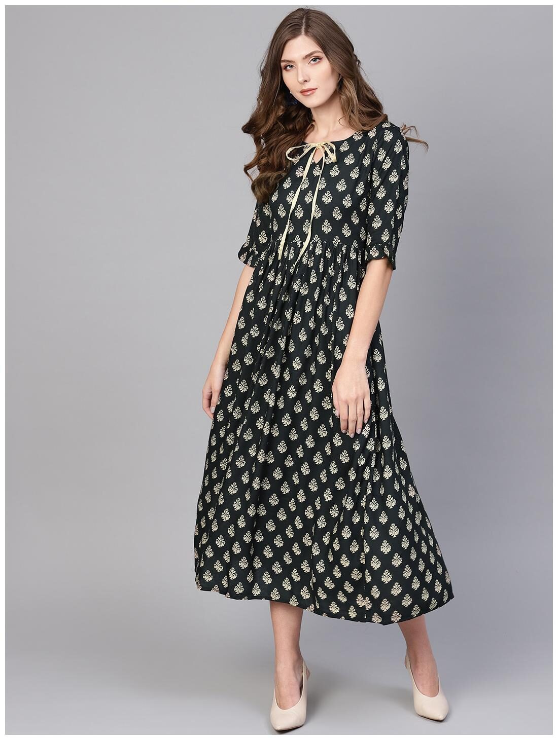 

GERUA Women Rayon Grey A-line Dress