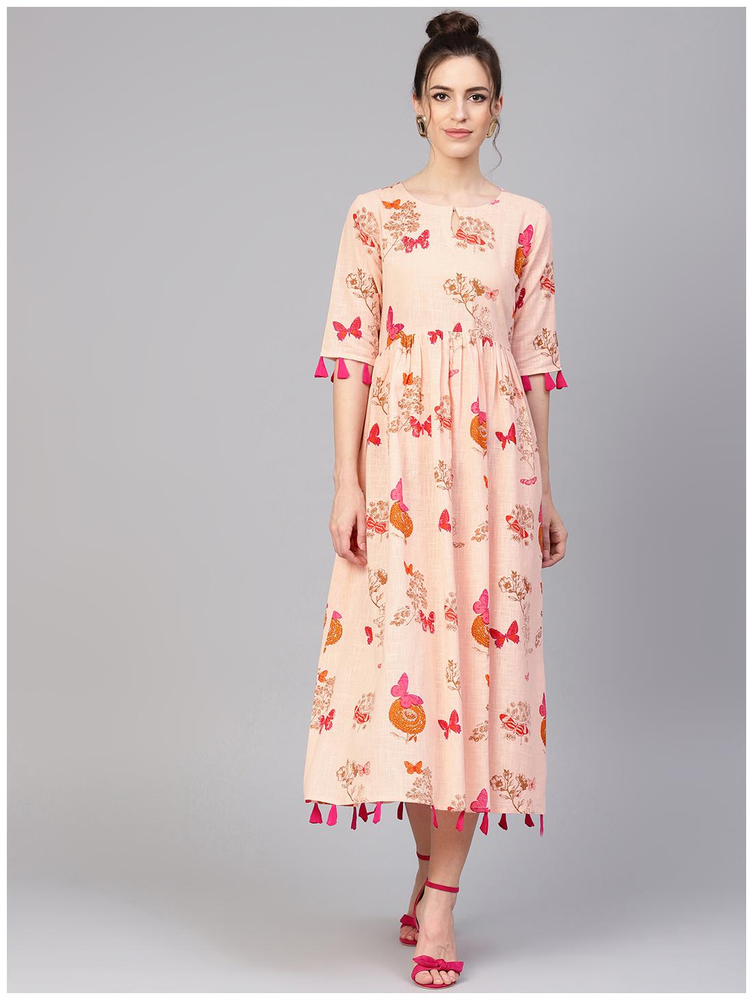 

GERUA Women Cotton Pink A-line Dress