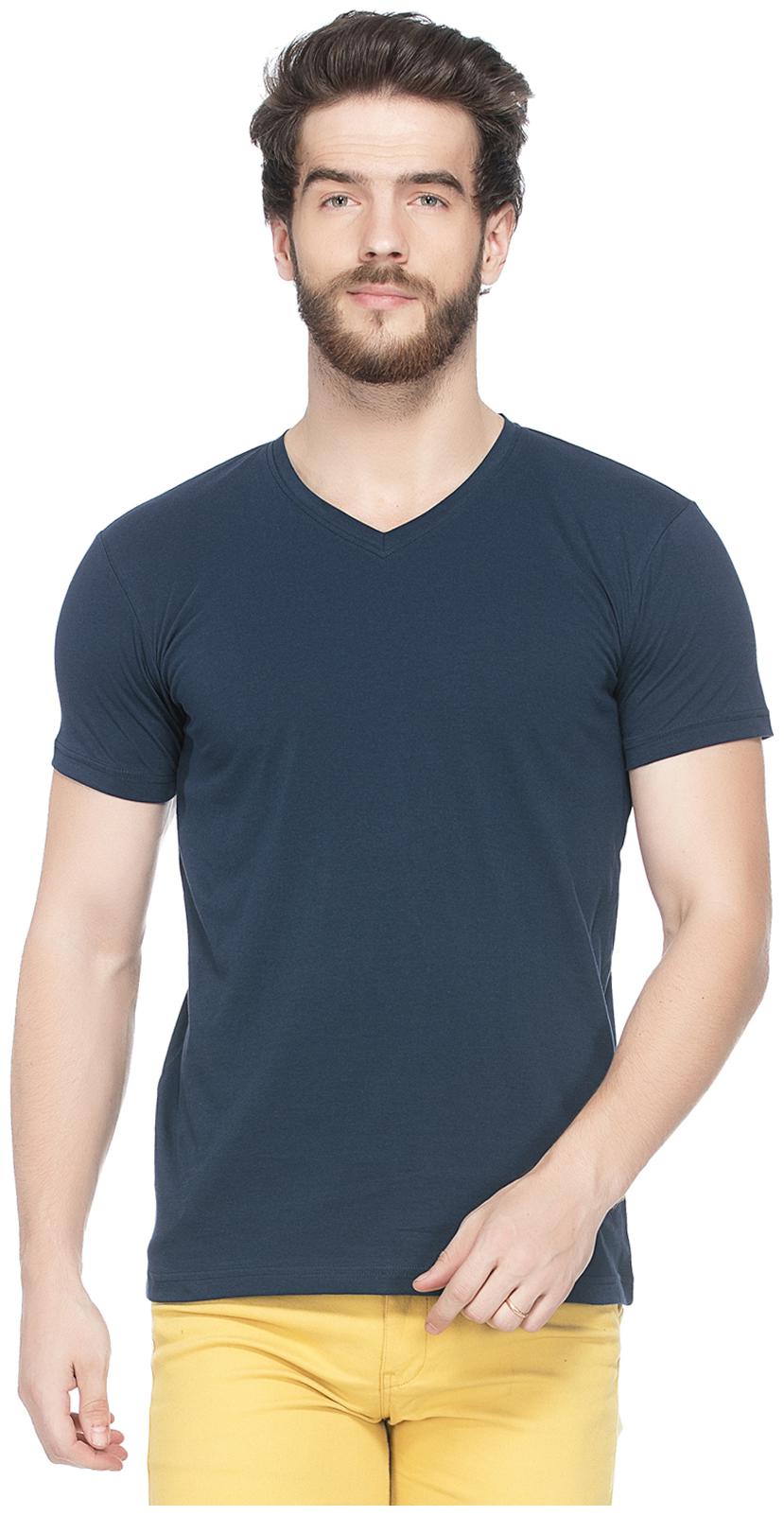

GESPO Men Blue Slim fit Cotton V neck T-Shirt - Pack Of 1