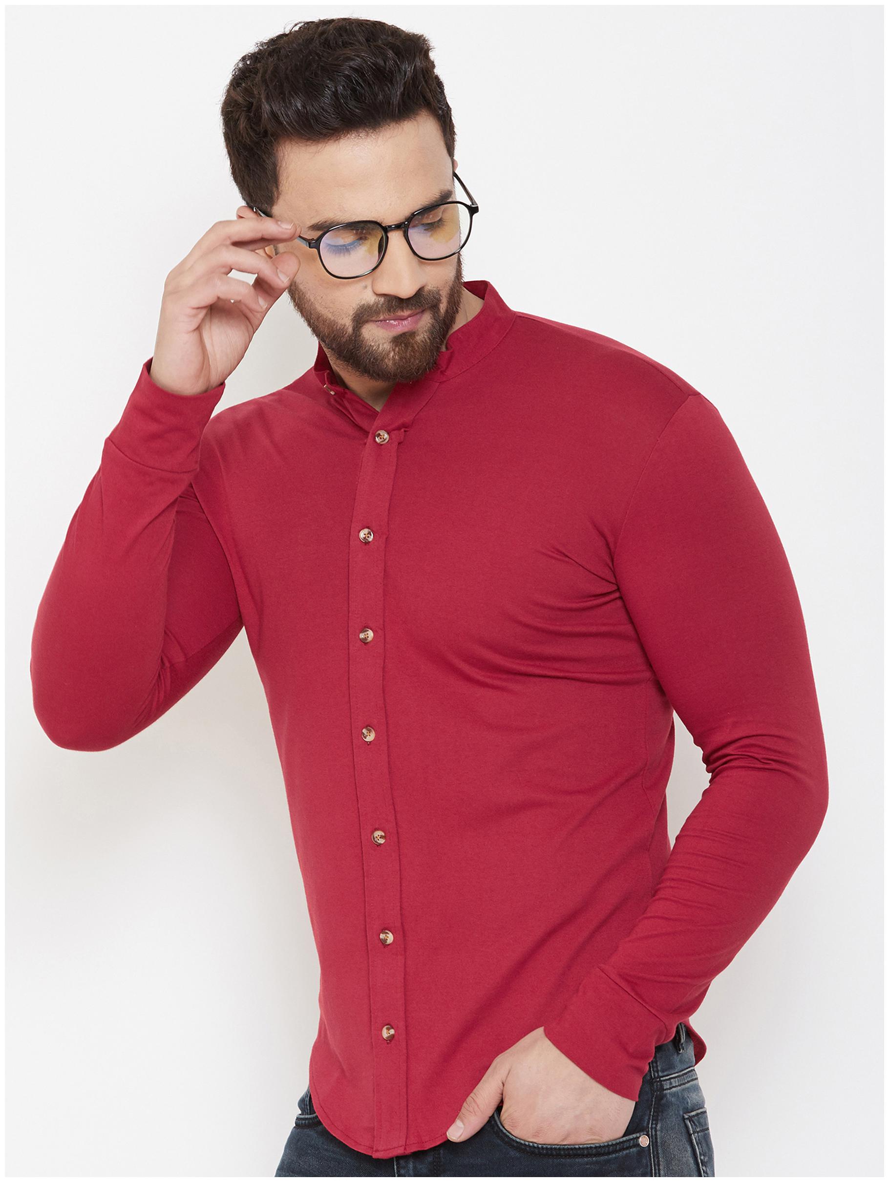 

GESPO Men Red Solid Regular Fit Casual Shirt