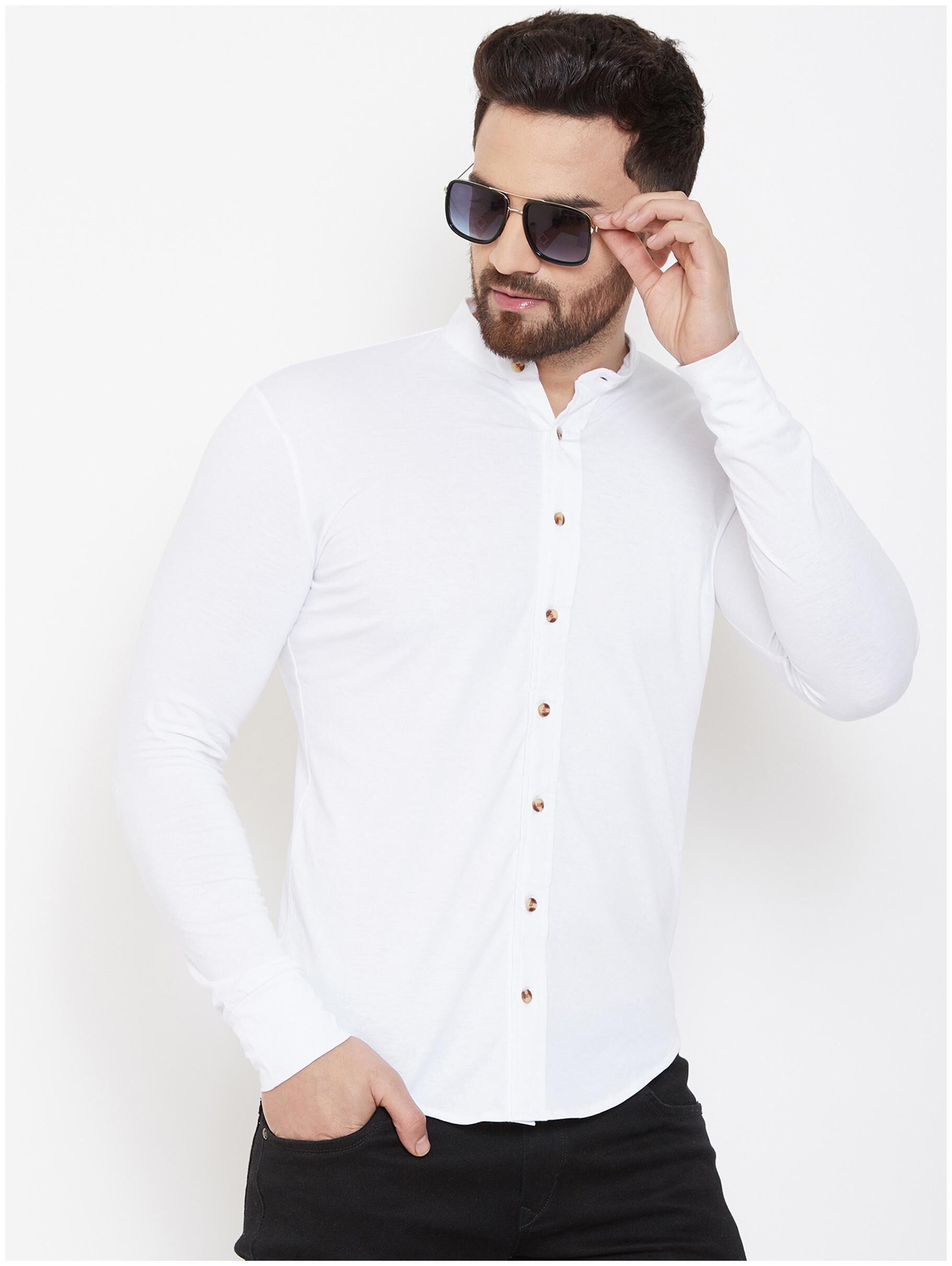 

GESPO Men White Solid Regular Fit Casual Shirt