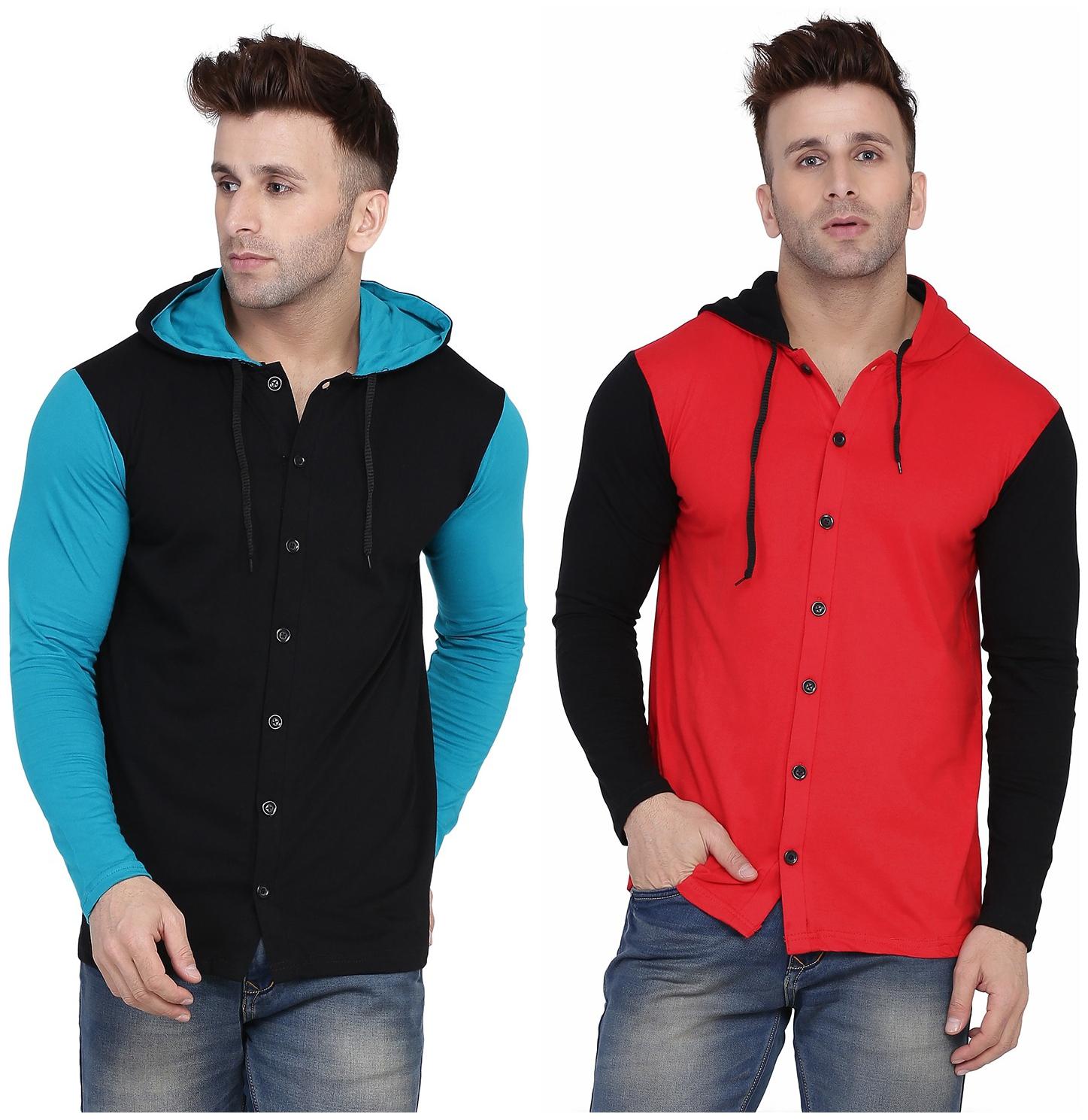 

Geum Men Multi Slim fit Cotton Blend Hood T-Shirt - Pack Of 2