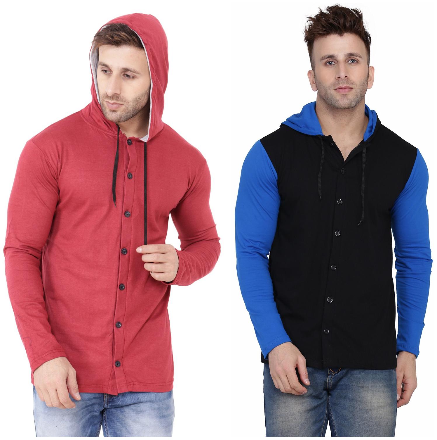 

Geum Men Multi Slim fit Cotton Blend Hood T-Shirt - Pack Of 2