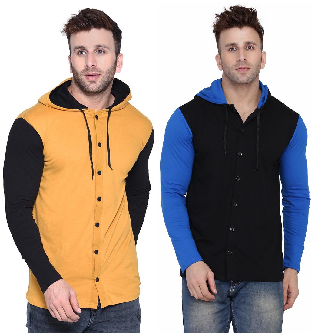 

Geum Men Multi Slim fit Cotton Blend Hood T-Shirt - Pack Of 2