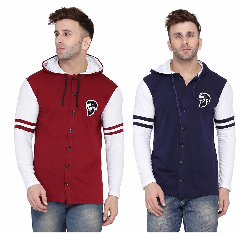 

Geum Men Multi Slim fit Cotton Blend Hood T-Shirt - Pack Of 2