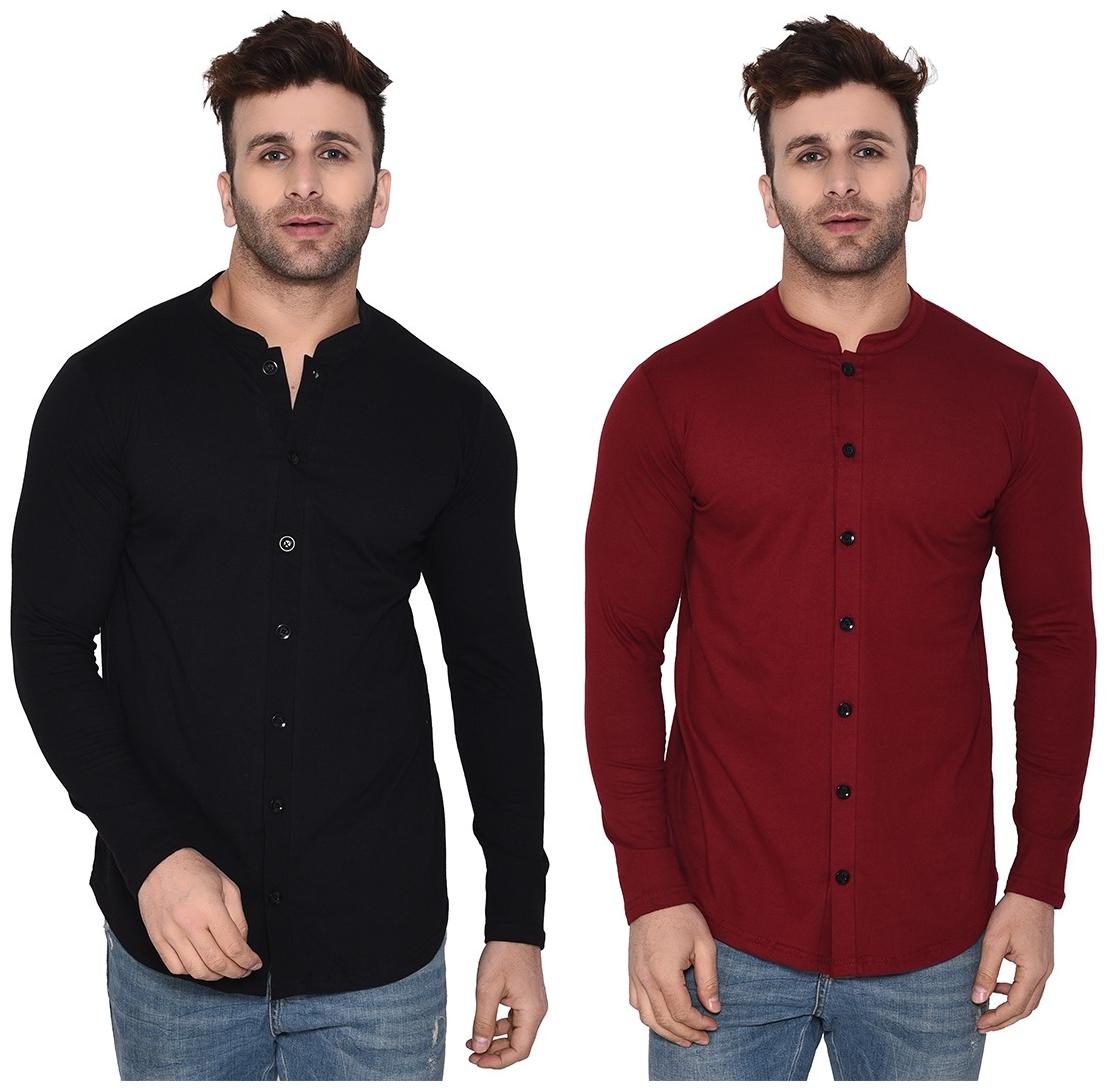 

Geum Men Black Maroon Solid Regular Fit Casual Shirt