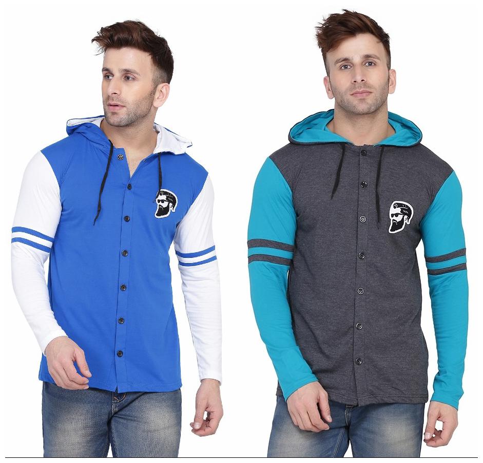 

Geum Men Multi Slim fit Cotton Blend Hood T-Shirt - Pack Of 2