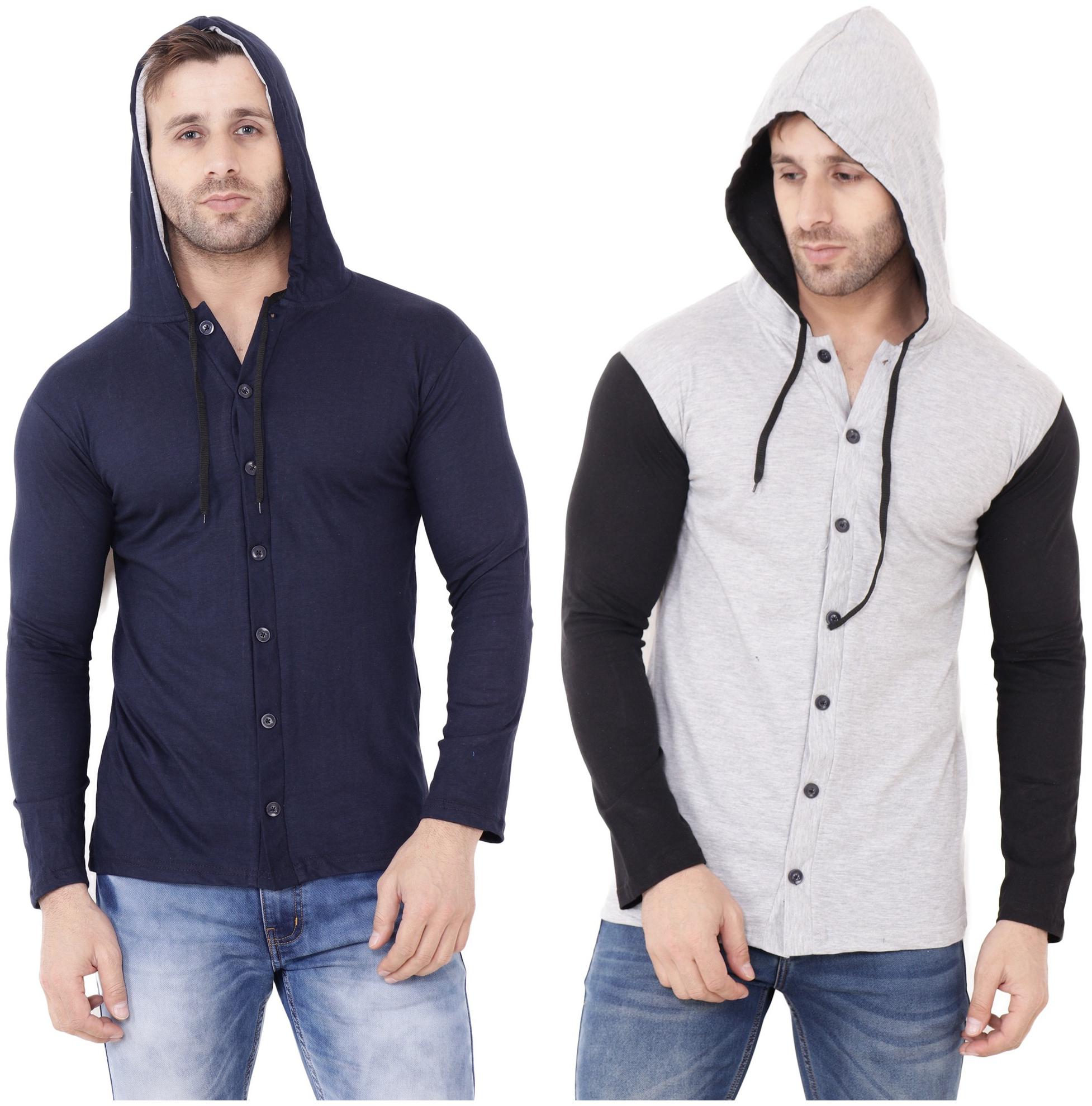 

Geum Men Multi Slim fit Cotton Blend Hood T-Shirt - Pack Of 2