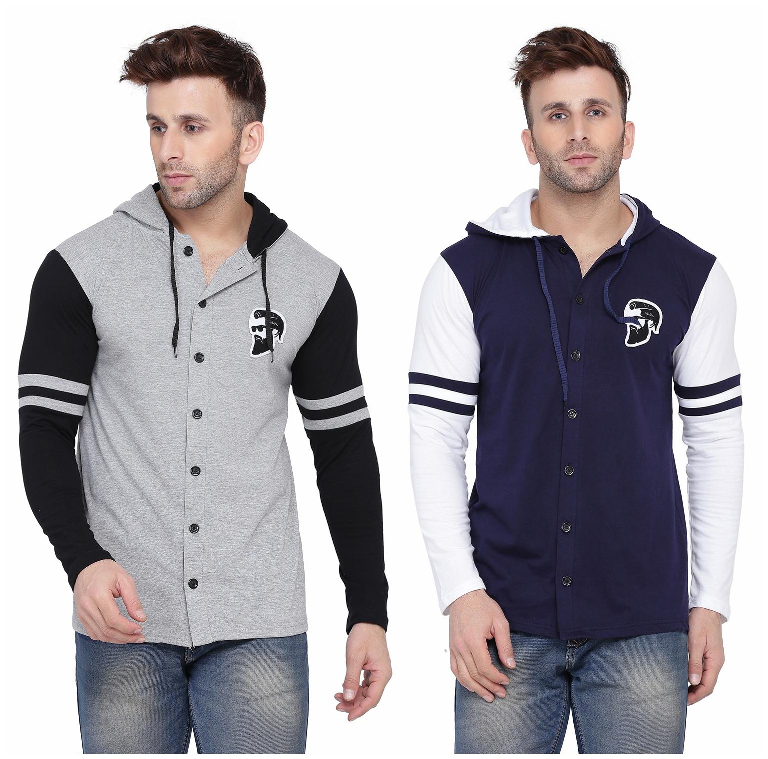 

Geum Men Multi Slim fit Cotton Blend Hood T-Shirt - Pack Of 2