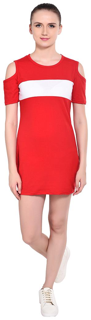 

Geum Red Solid A-line dress