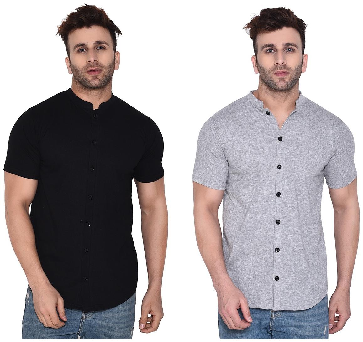 

Geum Men Black Grey Solid Regular Fit Casual Shirt