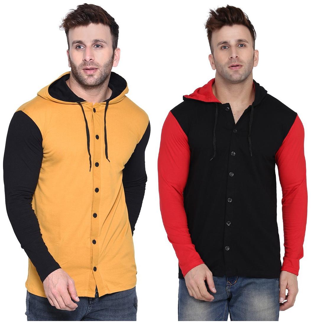 

Geum Men Multi Slim fit Cotton Blend Hood T-Shirt - Pack Of 2