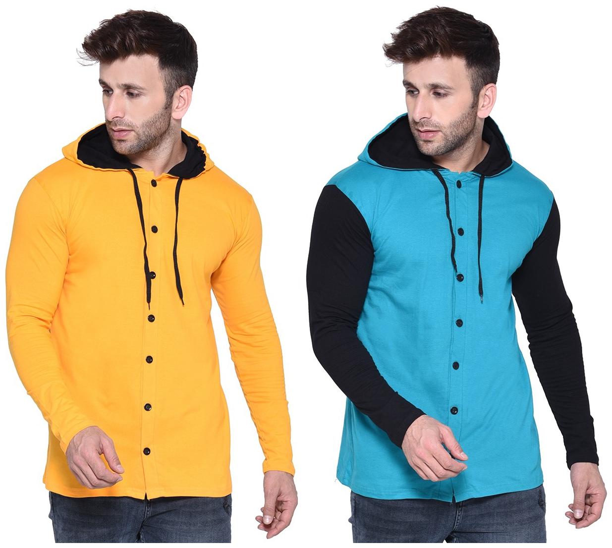 

Geum Men Multi Slim fit Cotton Blend Hood T-Shirt - Pack Of 2