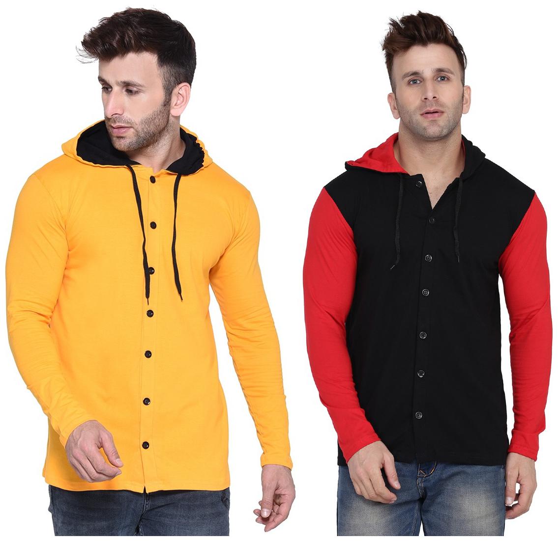 

Geum Men Multi Slim fit Cotton Blend Hood T-Shirt - Pack Of 2