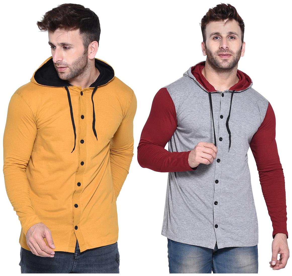 

Geum Men Multi Slim fit Cotton Blend Hood T-Shirt - Pack Of 2