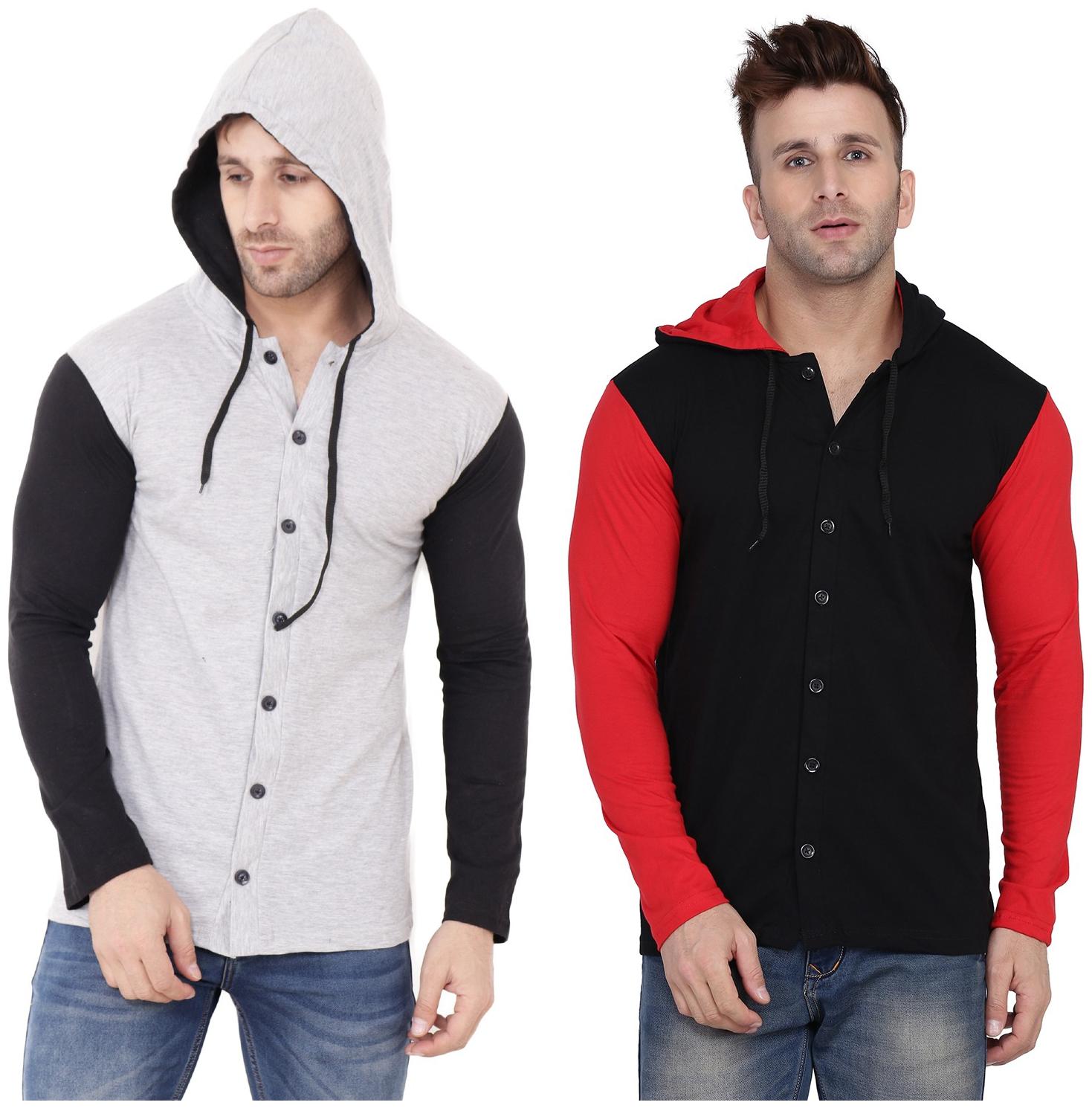

Geum Men Multi Slim fit Cotton Blend Hood T-Shirt - Pack Of 2