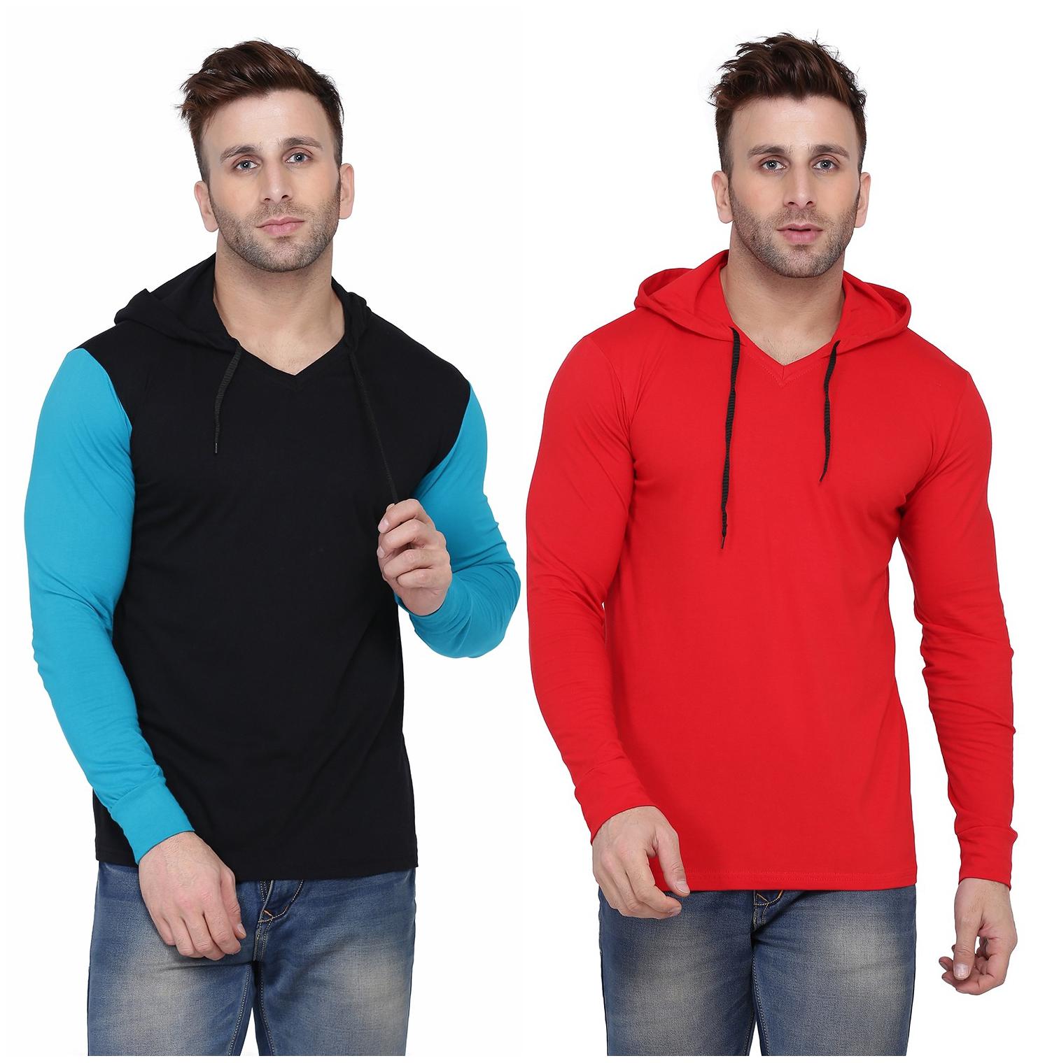 

Geum Men Multi Slim fit Cotton Blend Hood T-Shirt - Pack Of 2