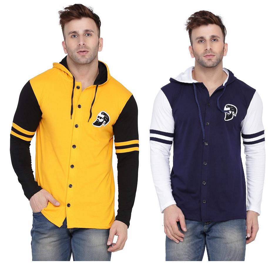 

Geum Men Multi Slim fit Cotton Blend Hood T-Shirt - Pack Of 2