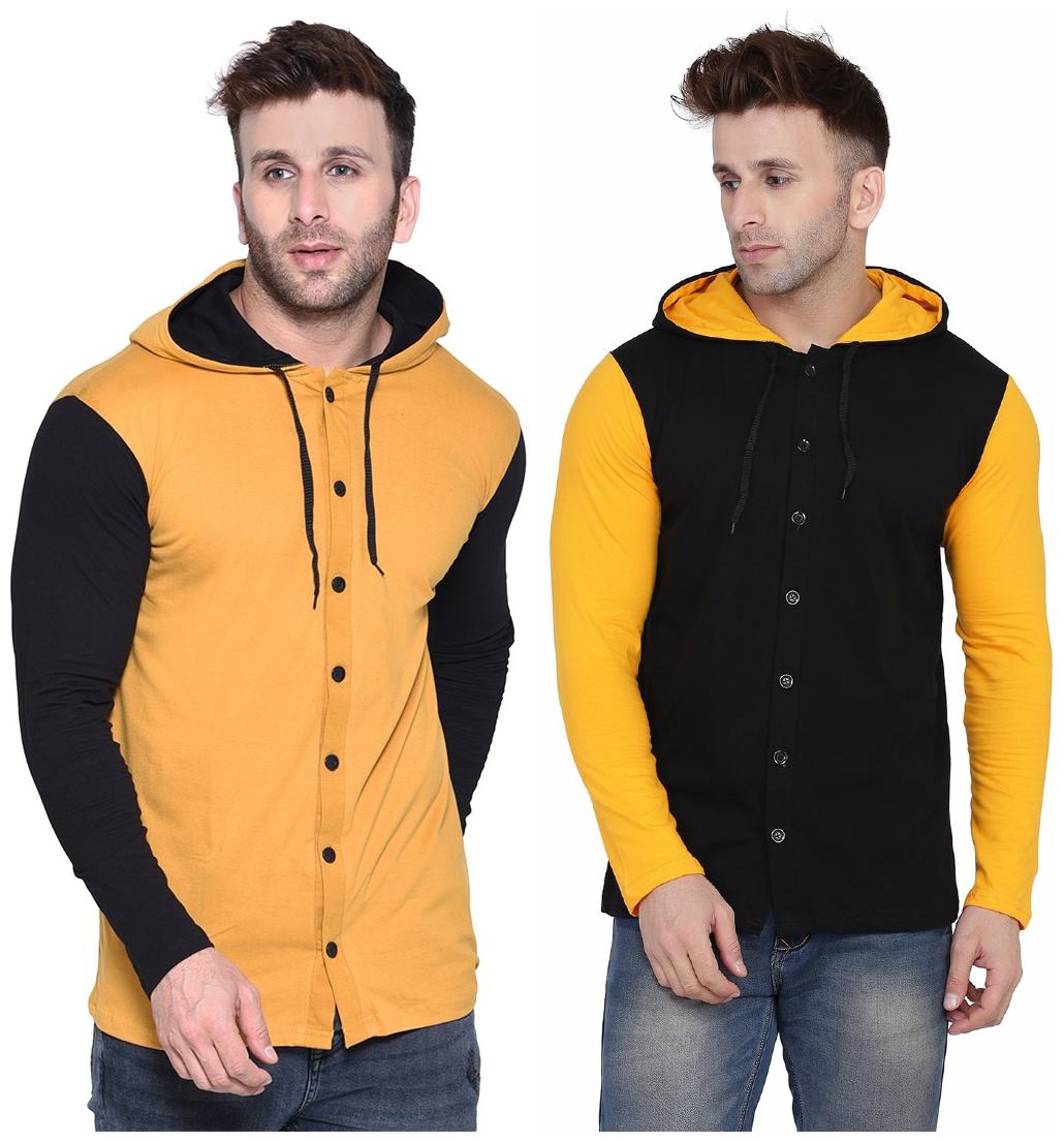 

Geum Men Multi Slim fit Cotton Blend Hood T-Shirt - Pack Of 2