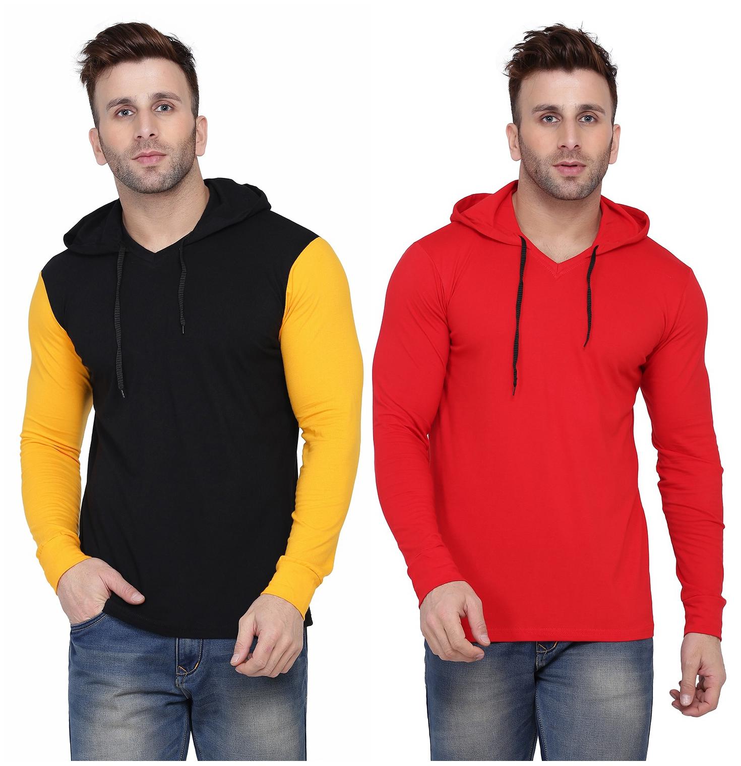 

Geum Men Multi Slim fit Cotton Blend Hood T-Shirt - Pack Of 2