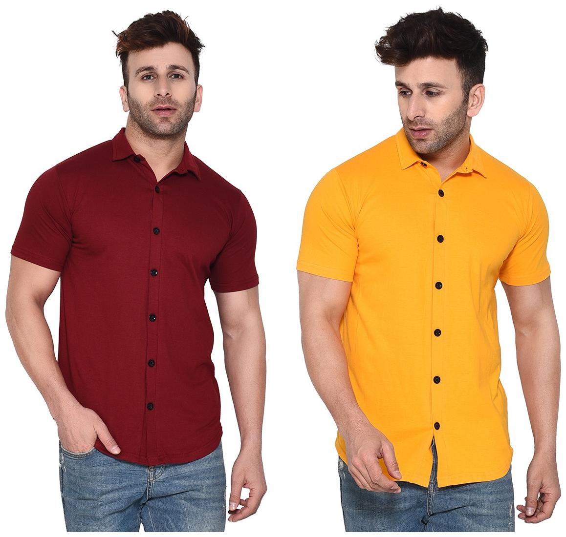 

Geum Men Maroon Yellow Solid Regular Fit Casual Shirt