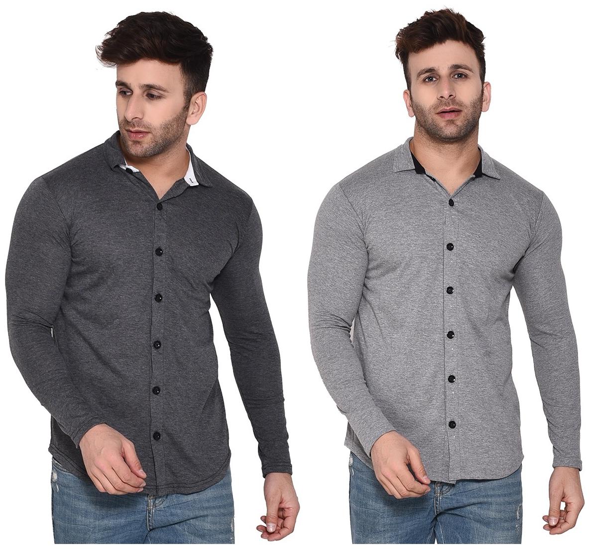 

Geum Men Grey Solid Regular Fit Casual Shirt