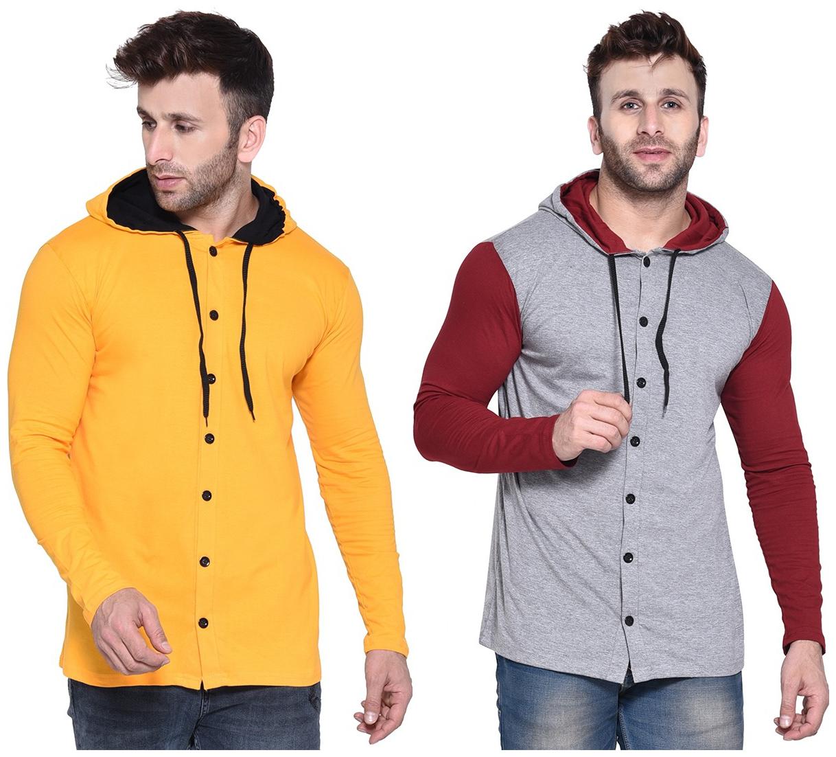 

Geum Men Multi Slim fit Cotton Blend Hood T-Shirt - Pack Of 2