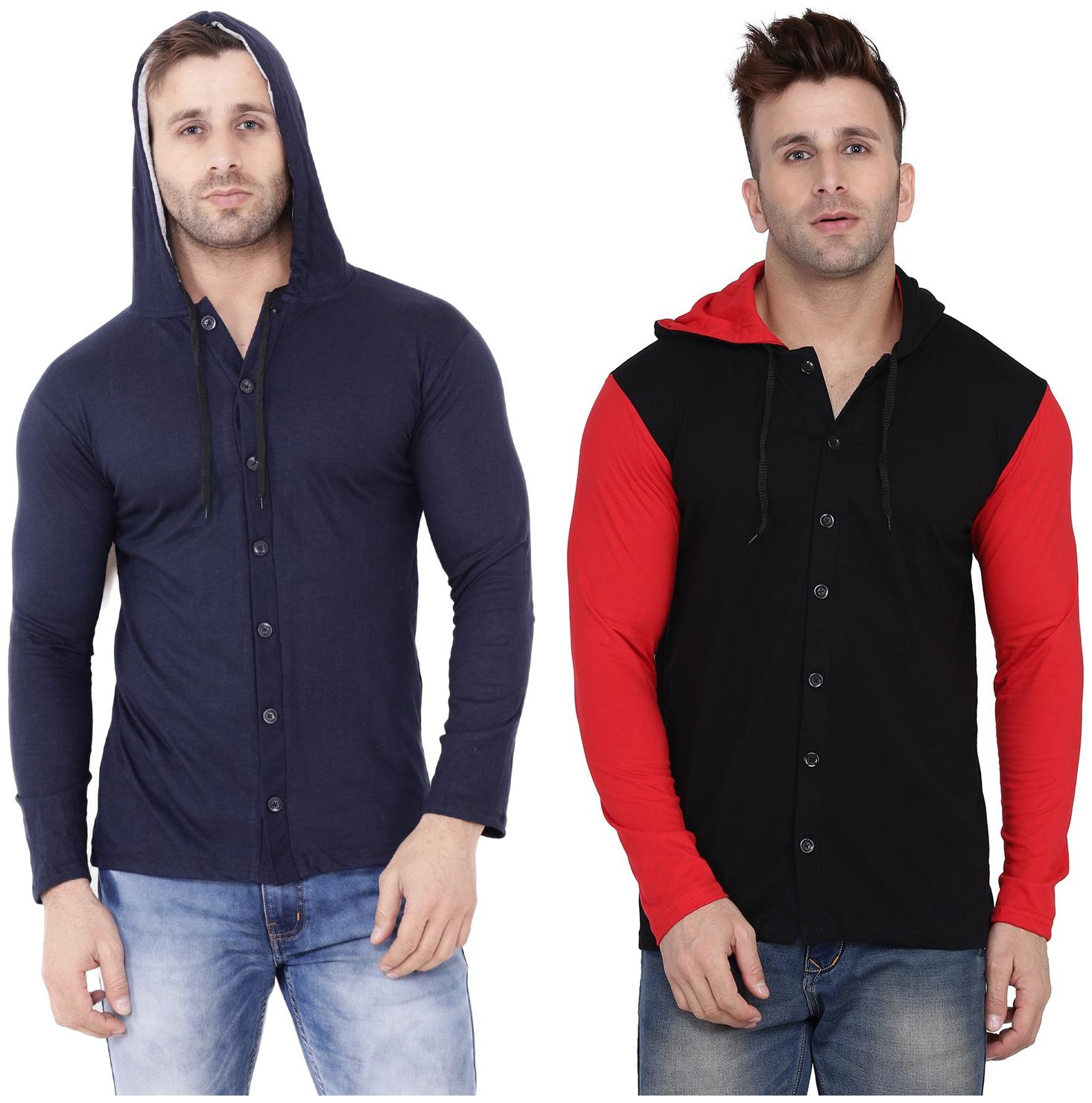 

Geum Men Multi Slim fit Cotton Blend Hood T-Shirt - Pack Of 2