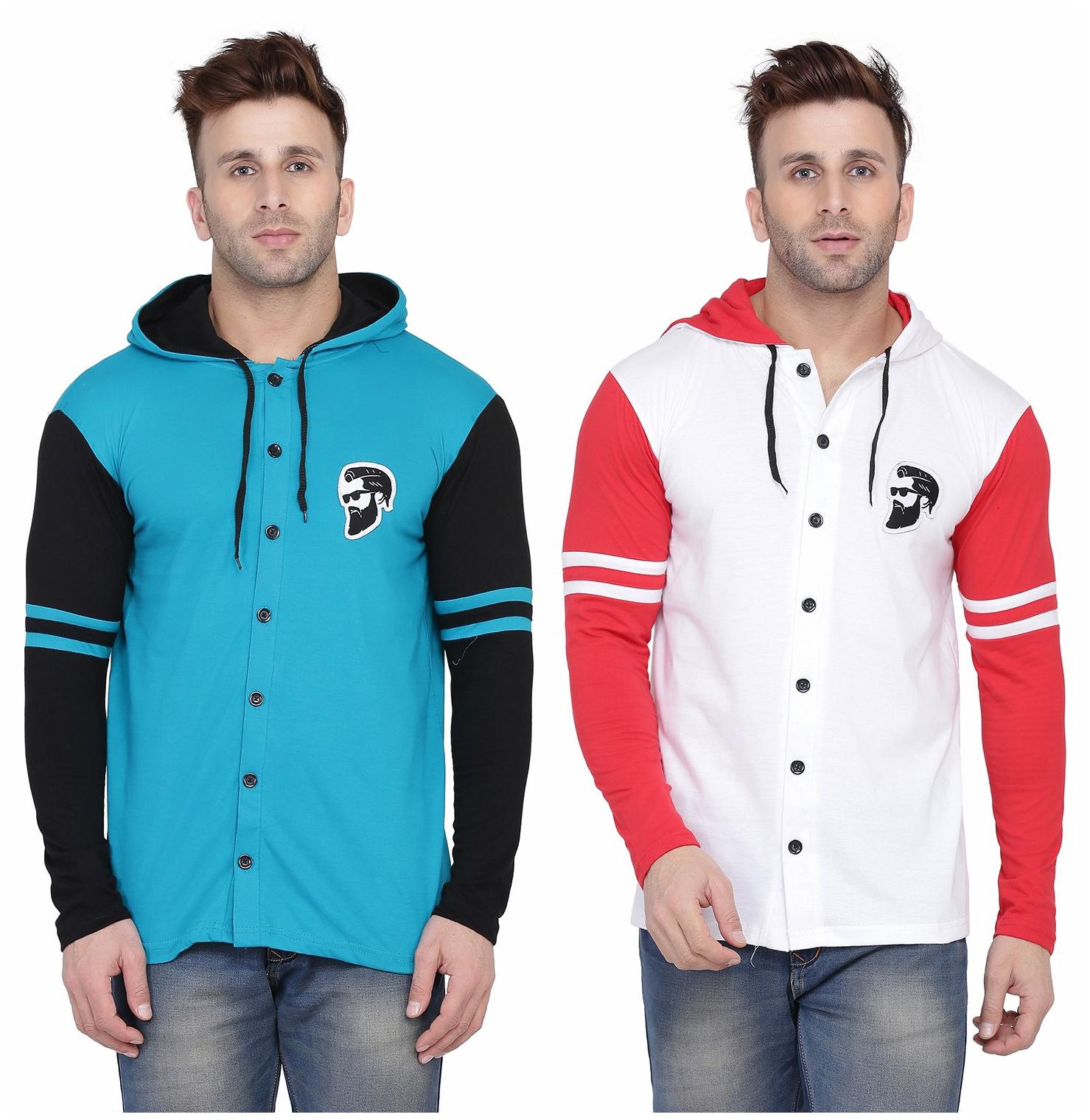 

Geum Men Multi Slim fit Cotton Blend Hood T-Shirt - Pack Of 2