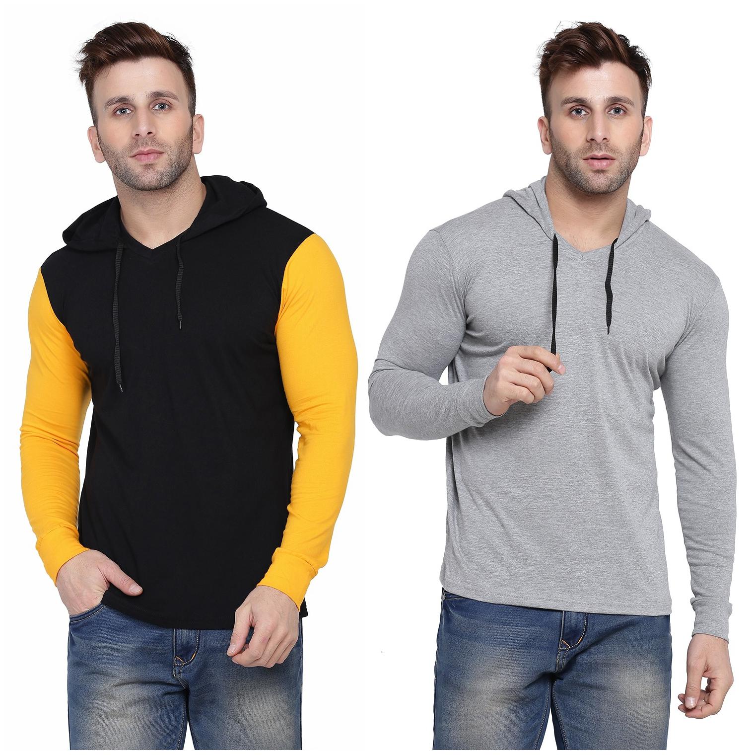 

Geum Men Multi Slim fit Cotton Blend Hood T-Shirt - Pack Of 2
