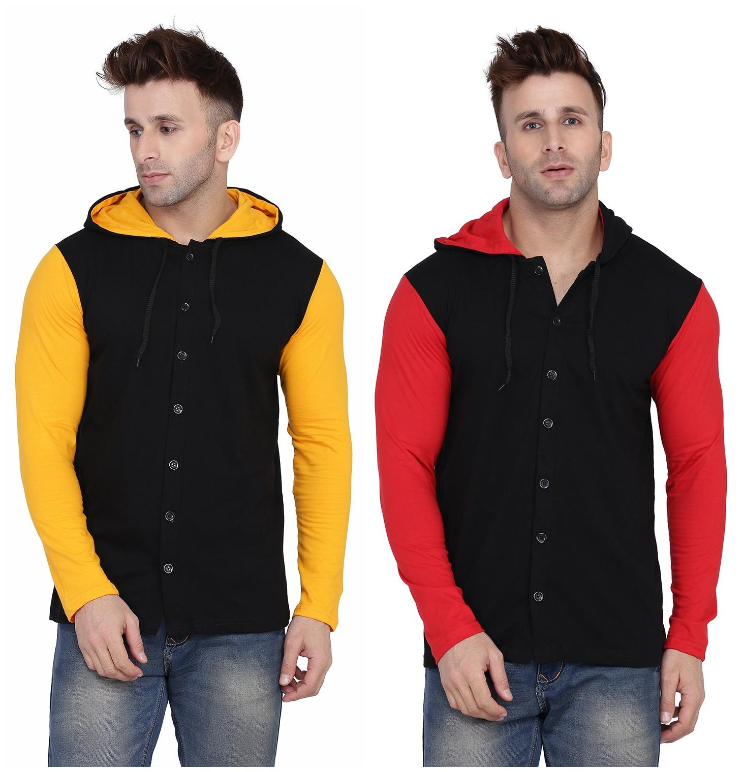

Geum Men Multi Slim fit Cotton Blend Hood T-Shirt - Pack Of 2