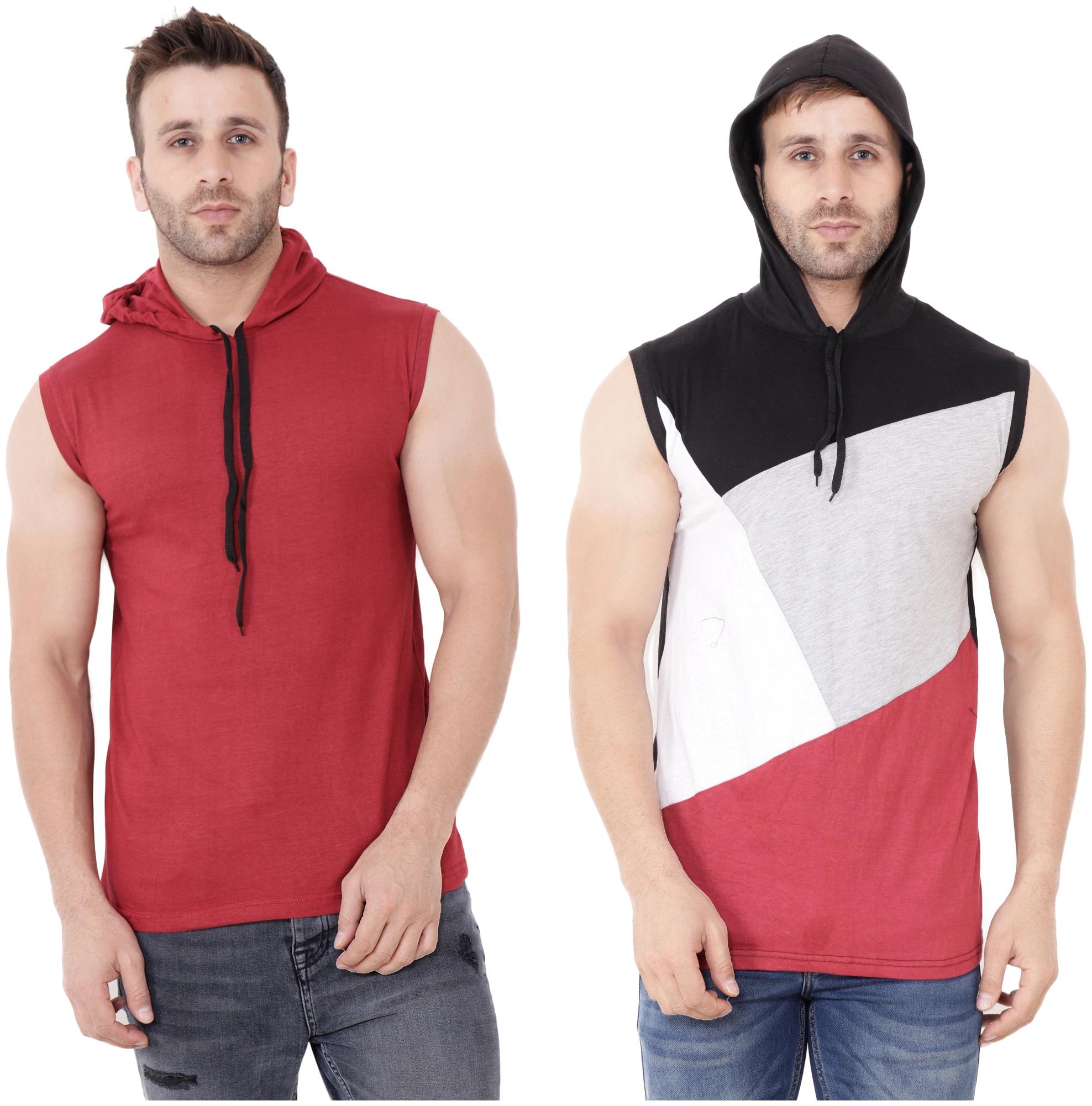 

Geum Men Multi Slim fit Cotton Blend Hood T-Shirt - Pack Of 2